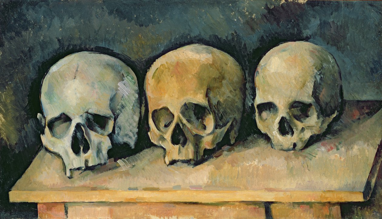 Os três crânios, c.1900 de Paul Cézanne