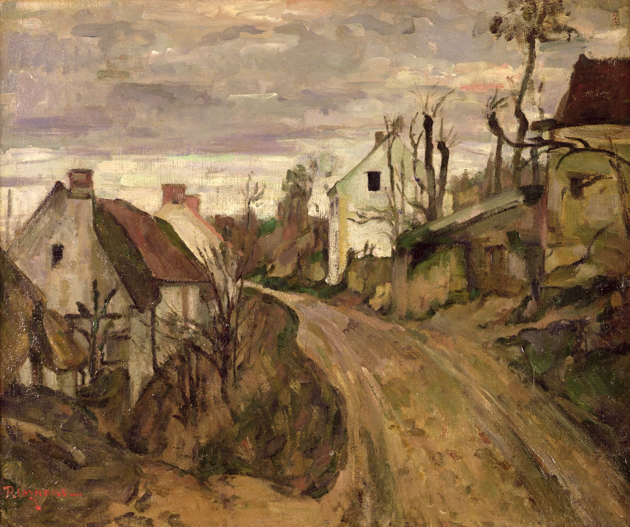 A estrada da vila, Auvers, c.1872-73 de Paul Cézanne