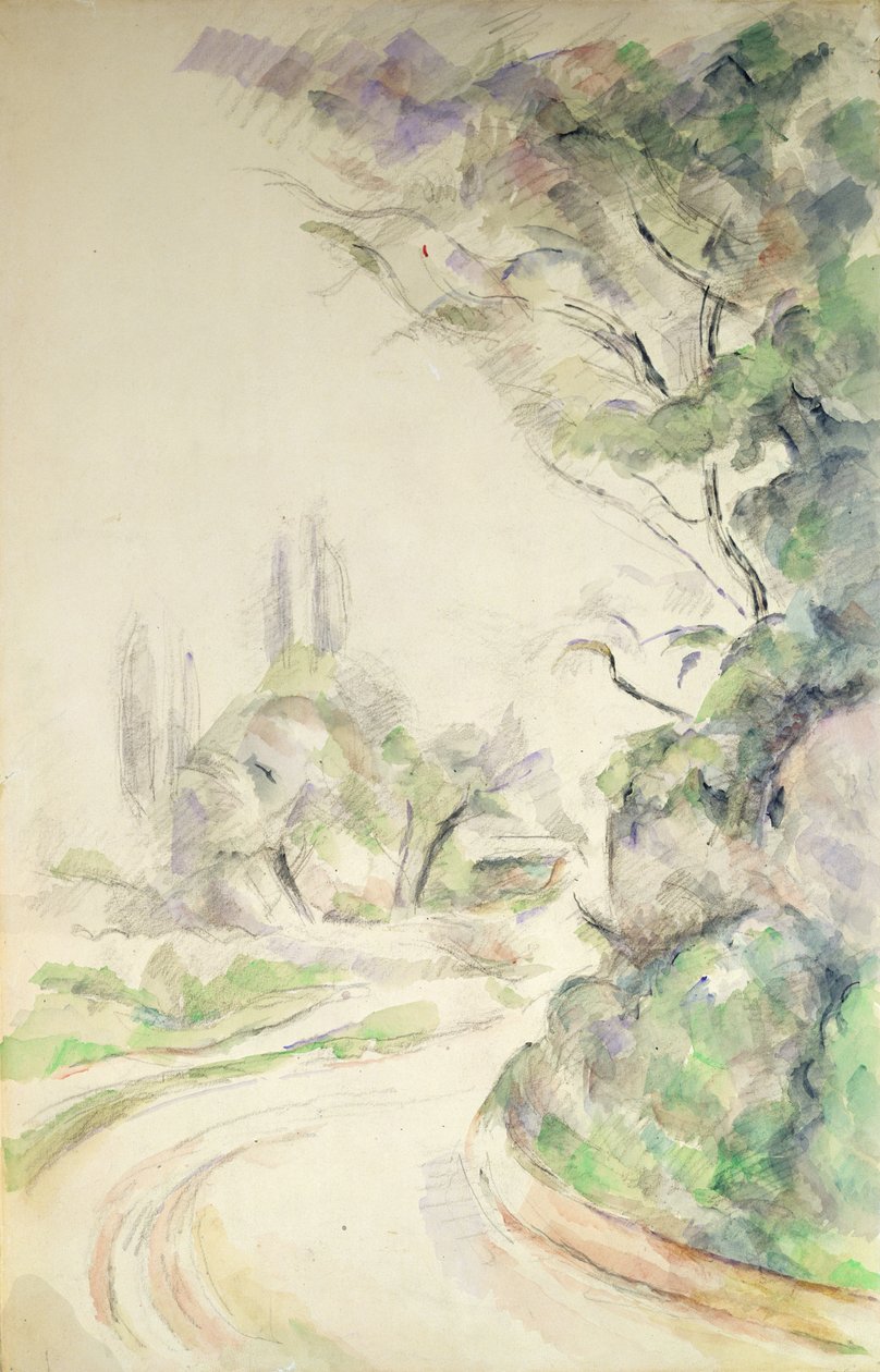 A estrada sinuosa, c.1900-06 de Paul Cézanne