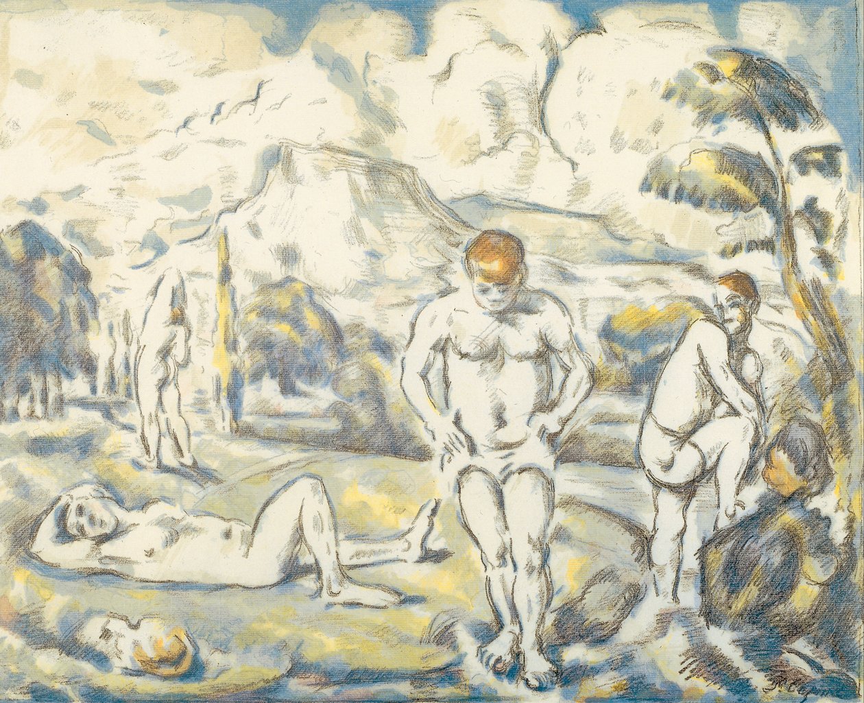 Os banhistas (prato grande) de Paul Cézanne