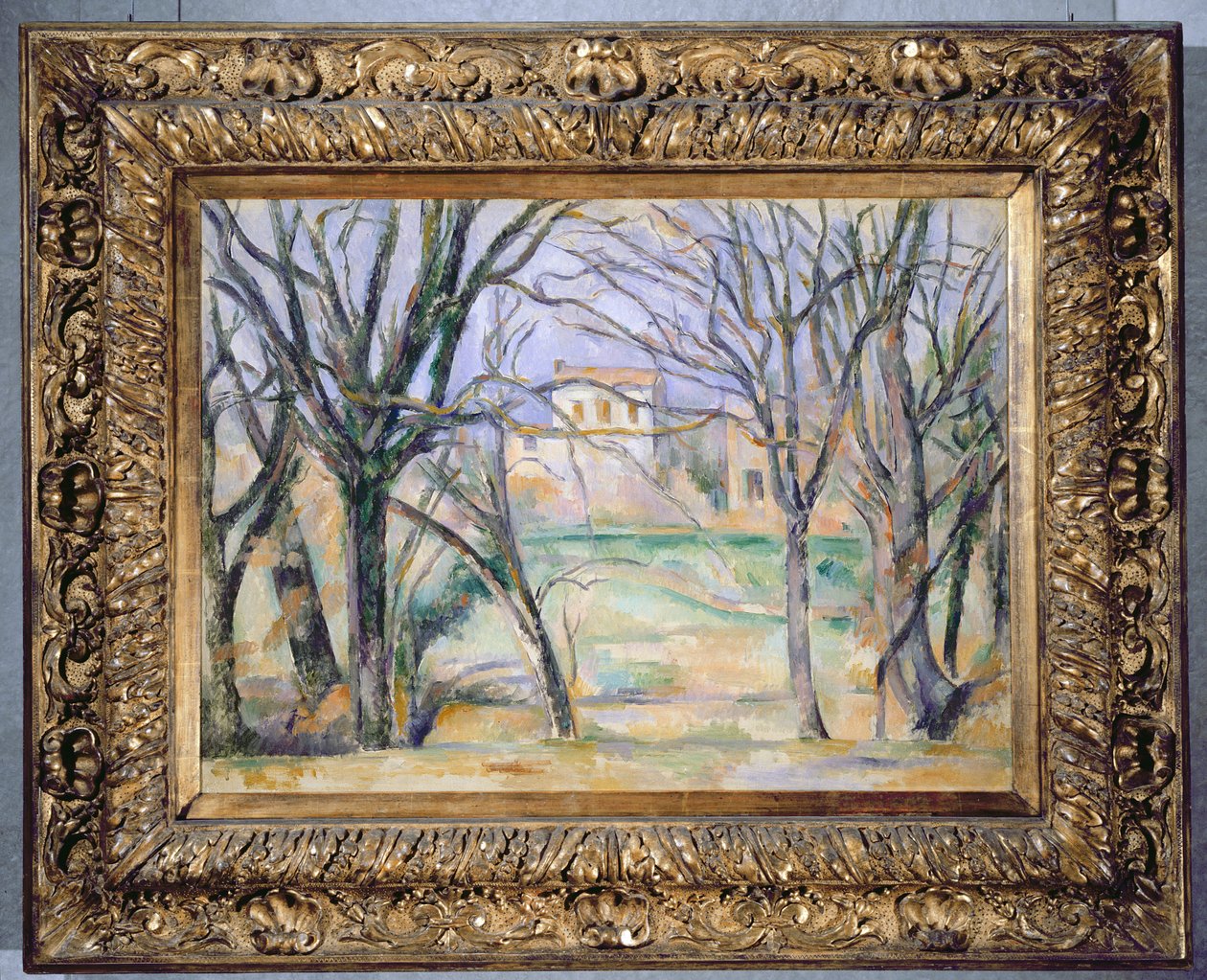 Árvores e casas, 1885-86 (ver também 393802) de Paul Cézanne