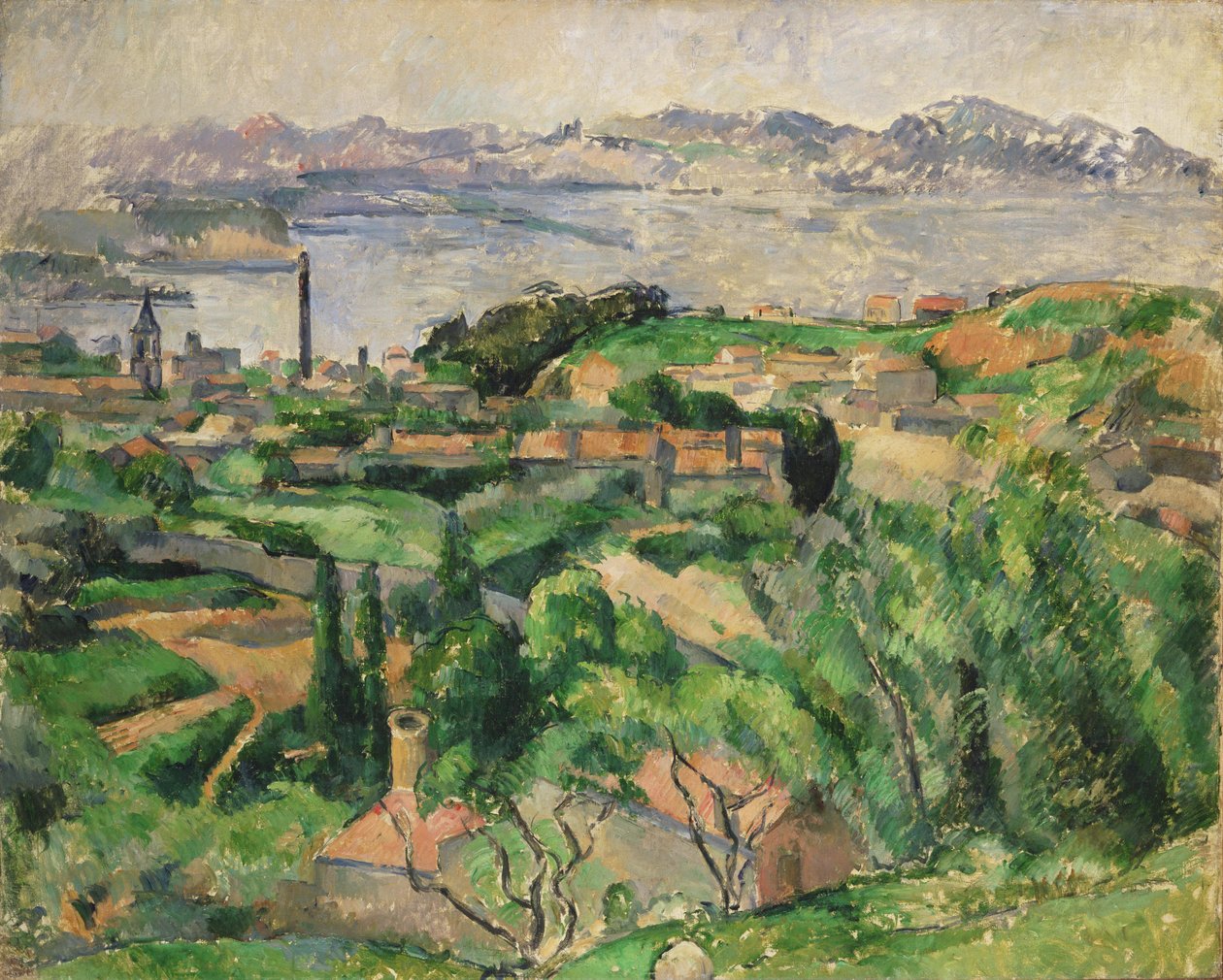 Vista da Baía de Marselha com a aldeia de Saint-Henri de Paul Cézanne