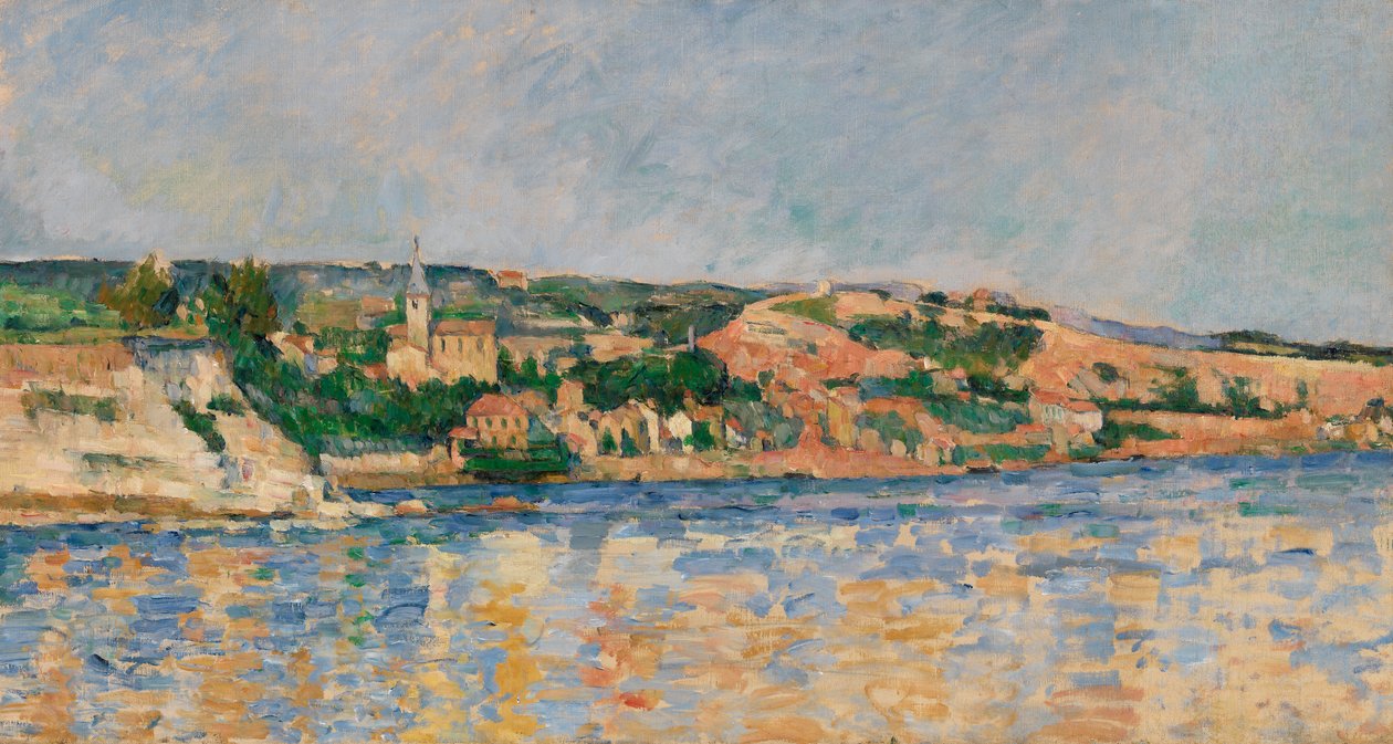 Aldeia no Waters Edge, c.1876 de Paul Cézanne