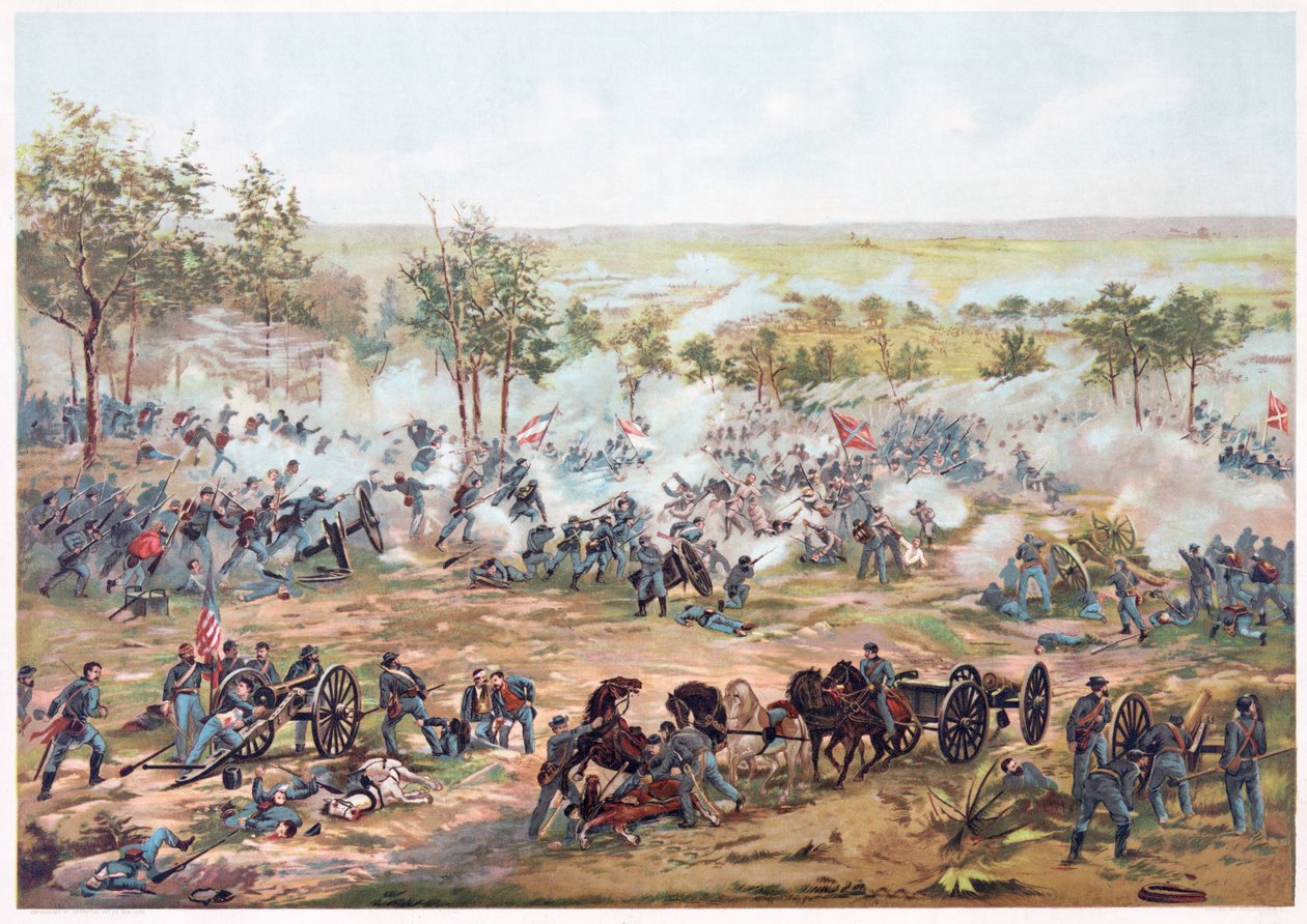 Batalha de Gettysburg, pub. Curto e Allison, 1891 de Paul Dominique Philippoteaux
