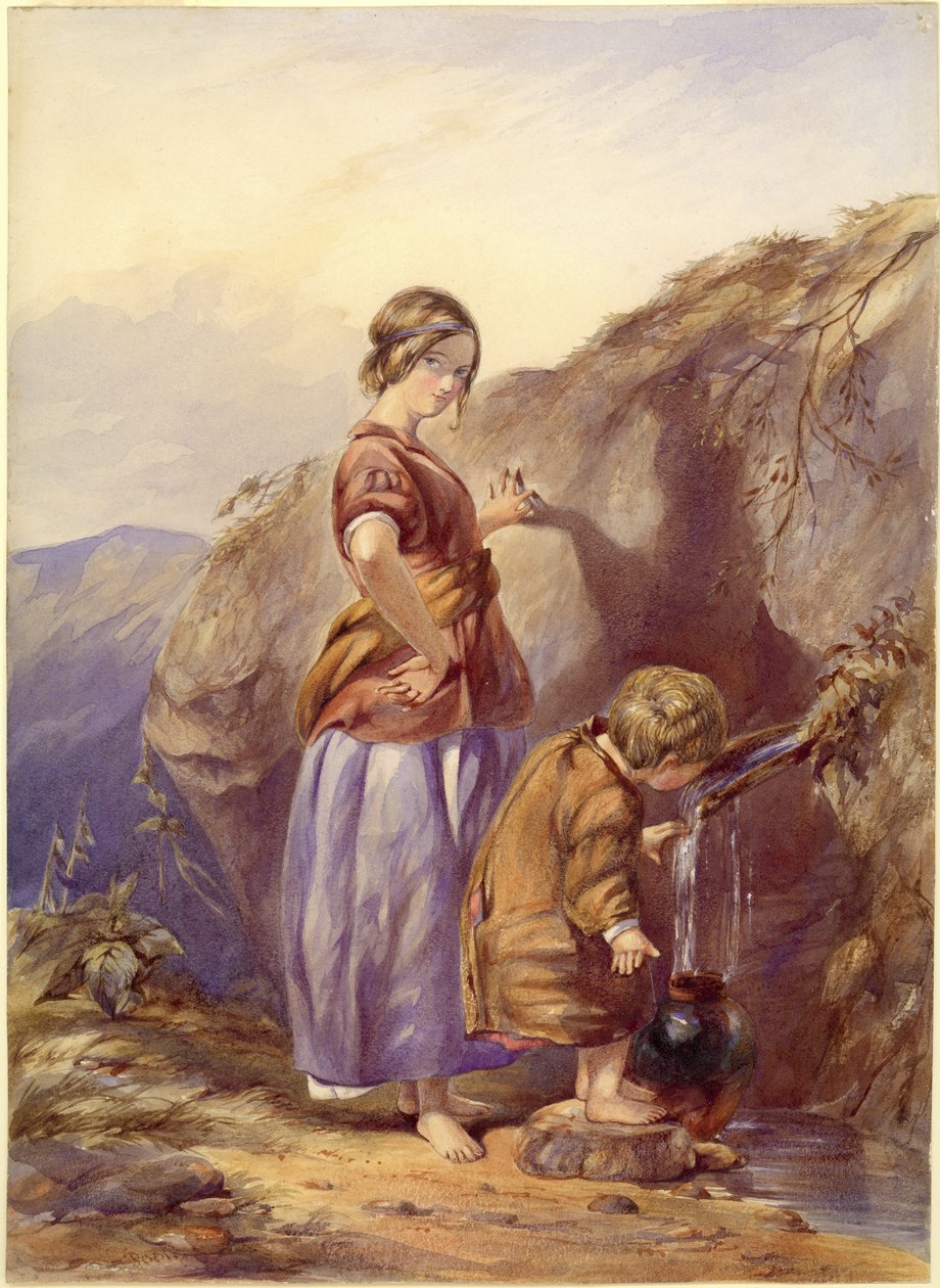 The Mountain Spring (aguarela e bodycolour no cartão) de Paul Falconer Poole