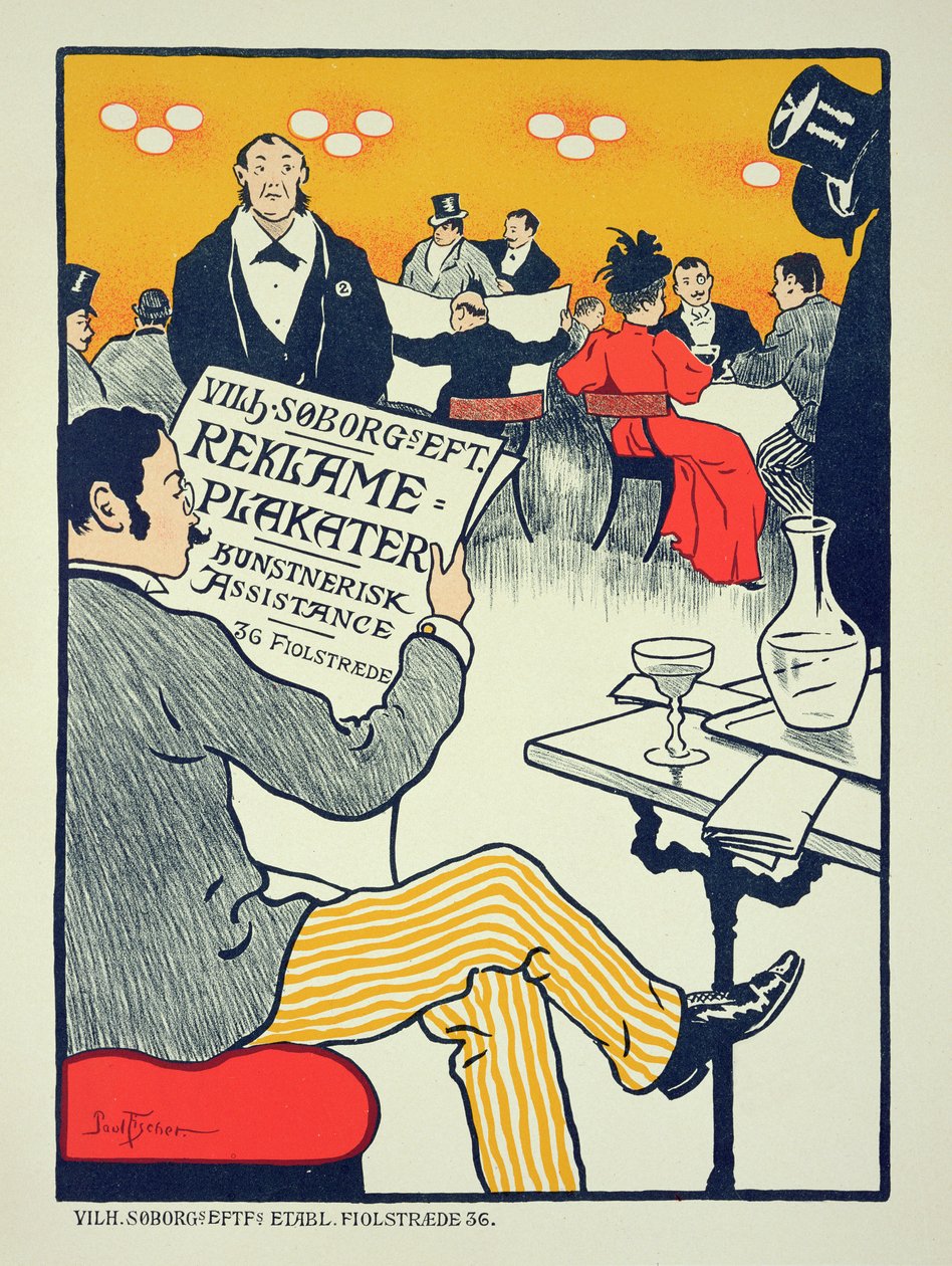 Reprodução de um cartaz publicitário &39;Wilhelm Soborg&39;, Copenhaga de Paul Fischer