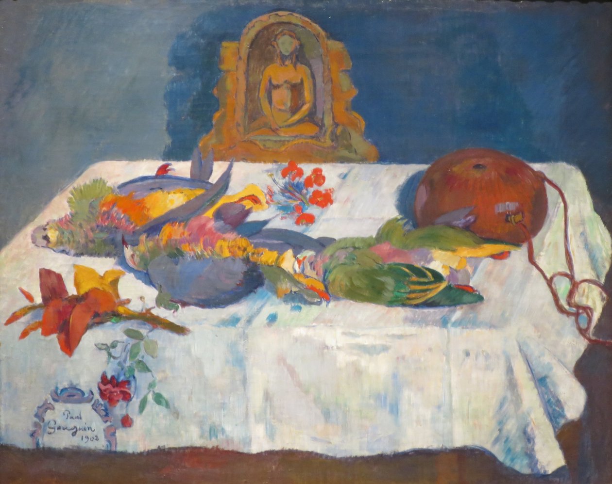 Ainda vida com pássaros exóticos eu de Paul Gauguin