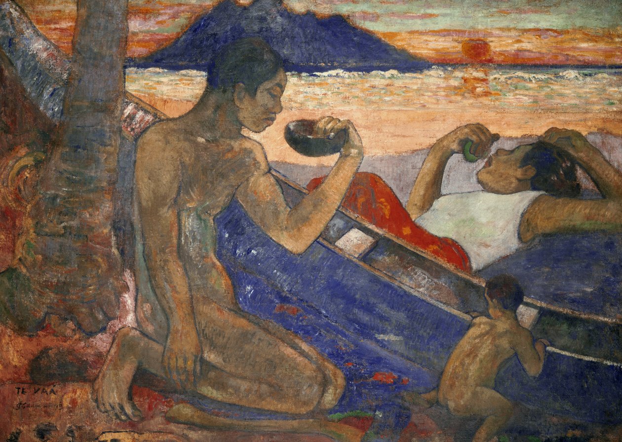 Uma Canoa (Família Taitiana), 1896 de Paul Gauguin