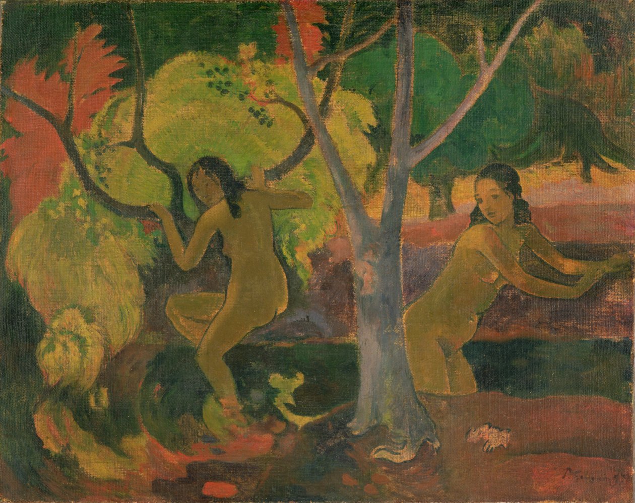 Banhistas no Taiti, 1897 (óleo no saque) de Paul Gauguin