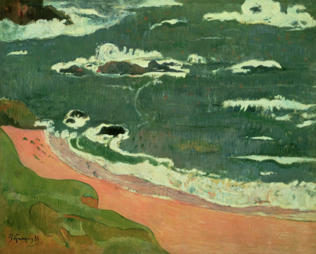 Praia em Le Pouldu, 1889 de Paul Gauguin