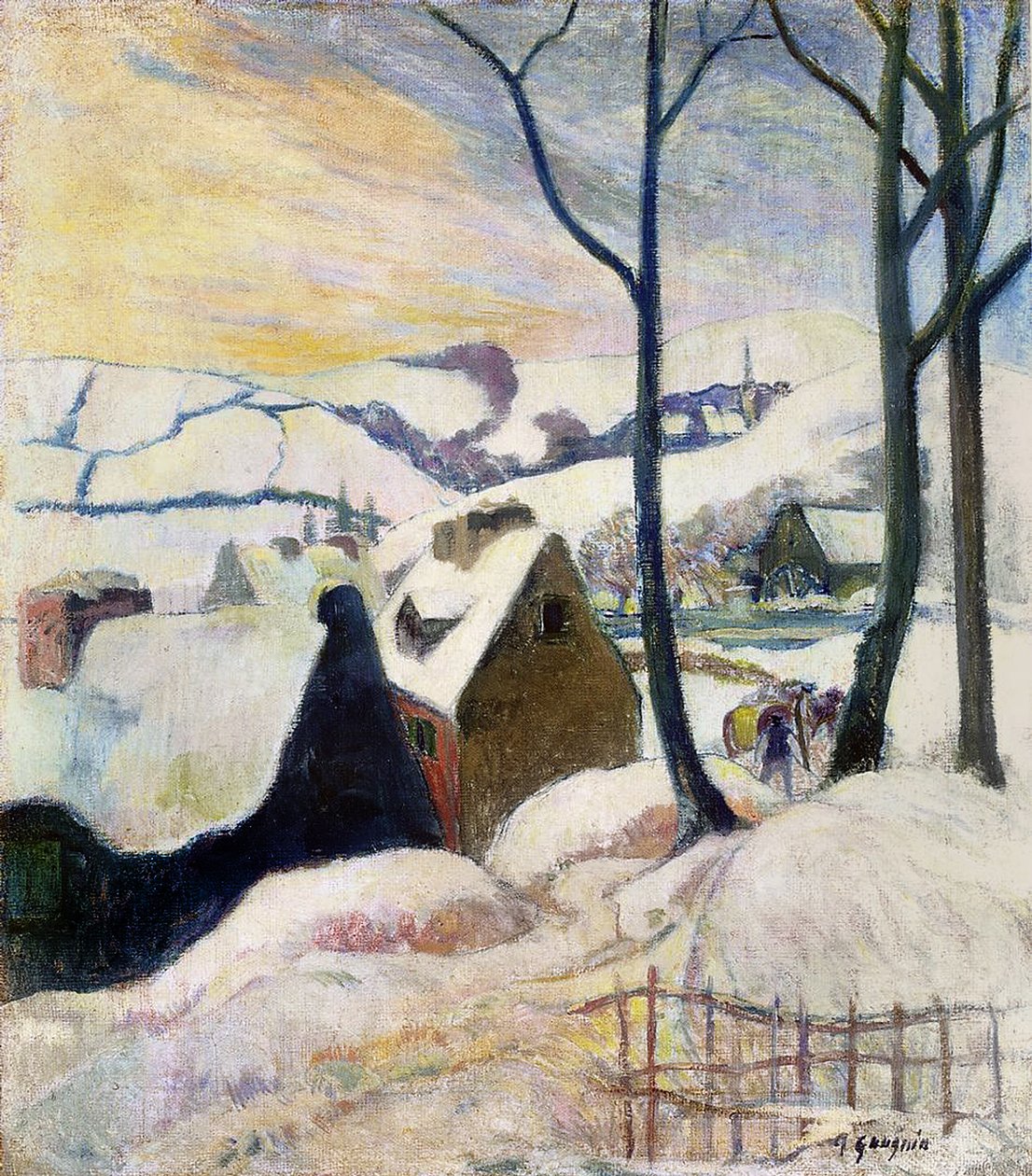 Vila bretona sob a neve, 1894 de Paul Gauguin