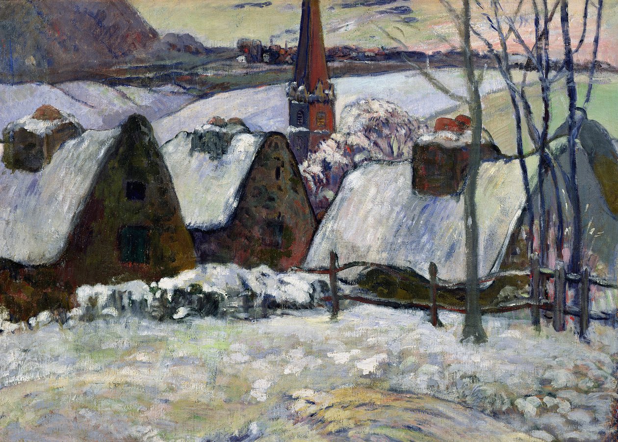 Aldeia bretona sob a neve, 1894 de Paul Gauguin
