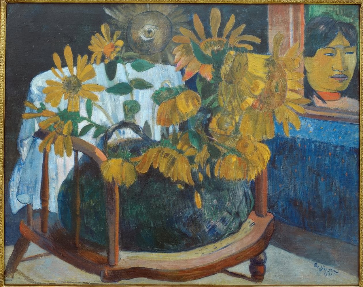 Girassol flores em uma cadeira II de Paul Gauguin