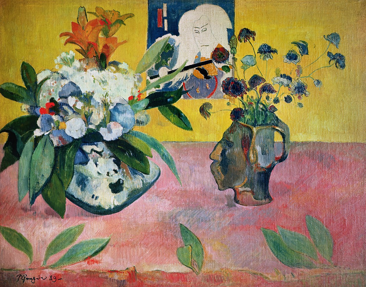 Flores e uma impressão japonesa, 1889 de Paul Gauguin