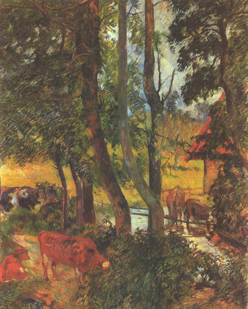 Vacas nas poções de Paul Gauguin