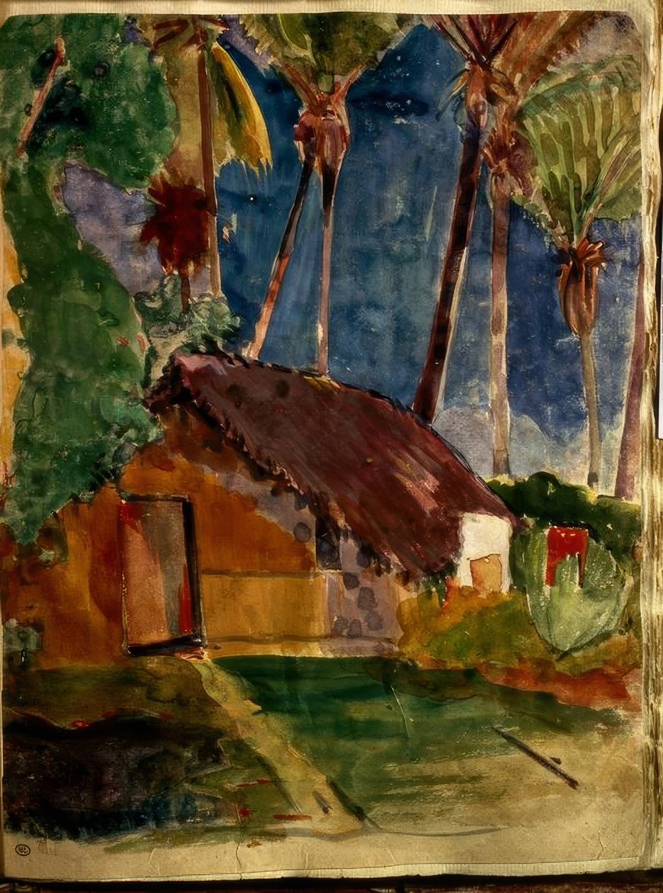 Paisagem no Taiti de Paul Gauguin