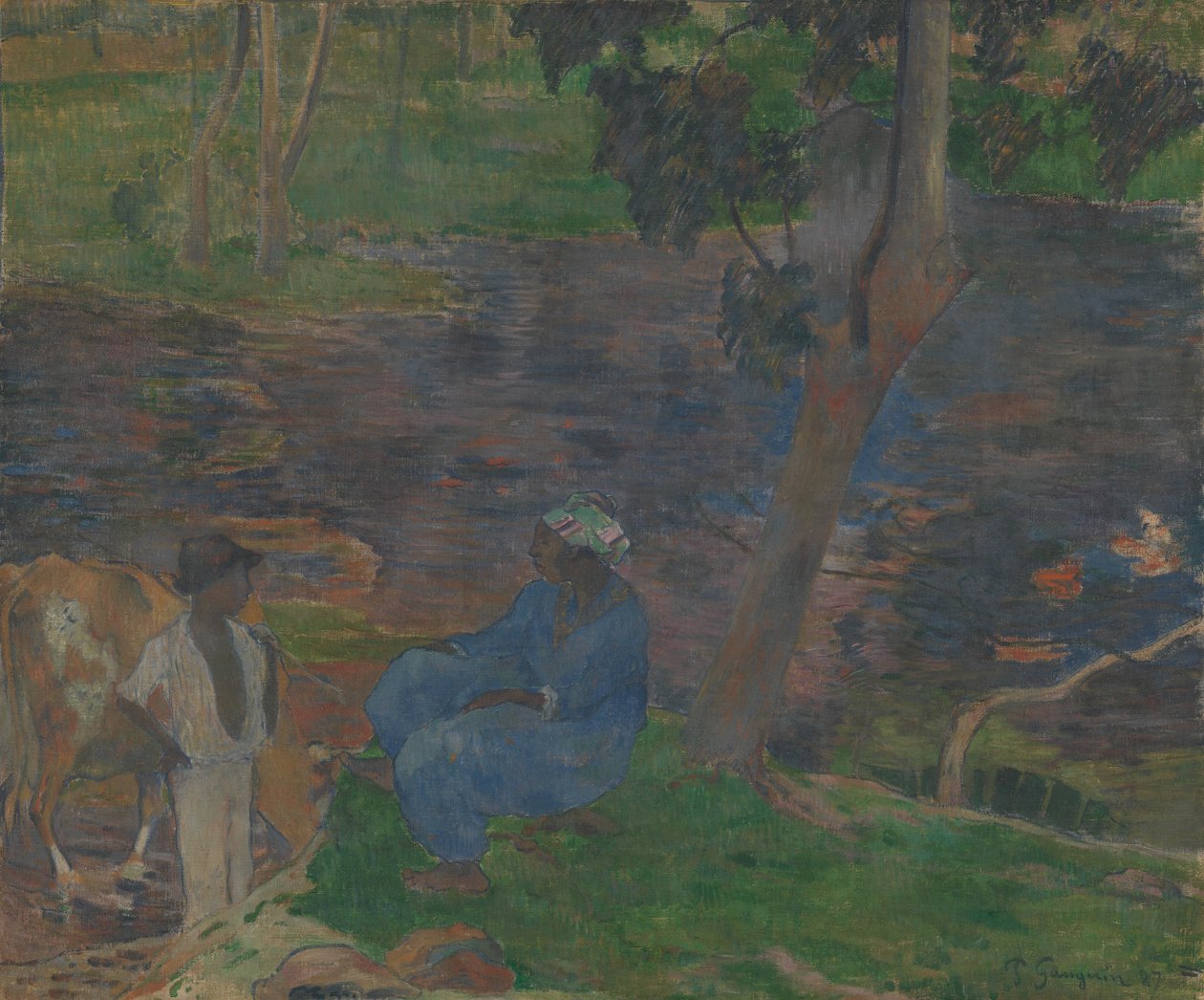 Nas margens do rio na Martinica de Paul Gauguin