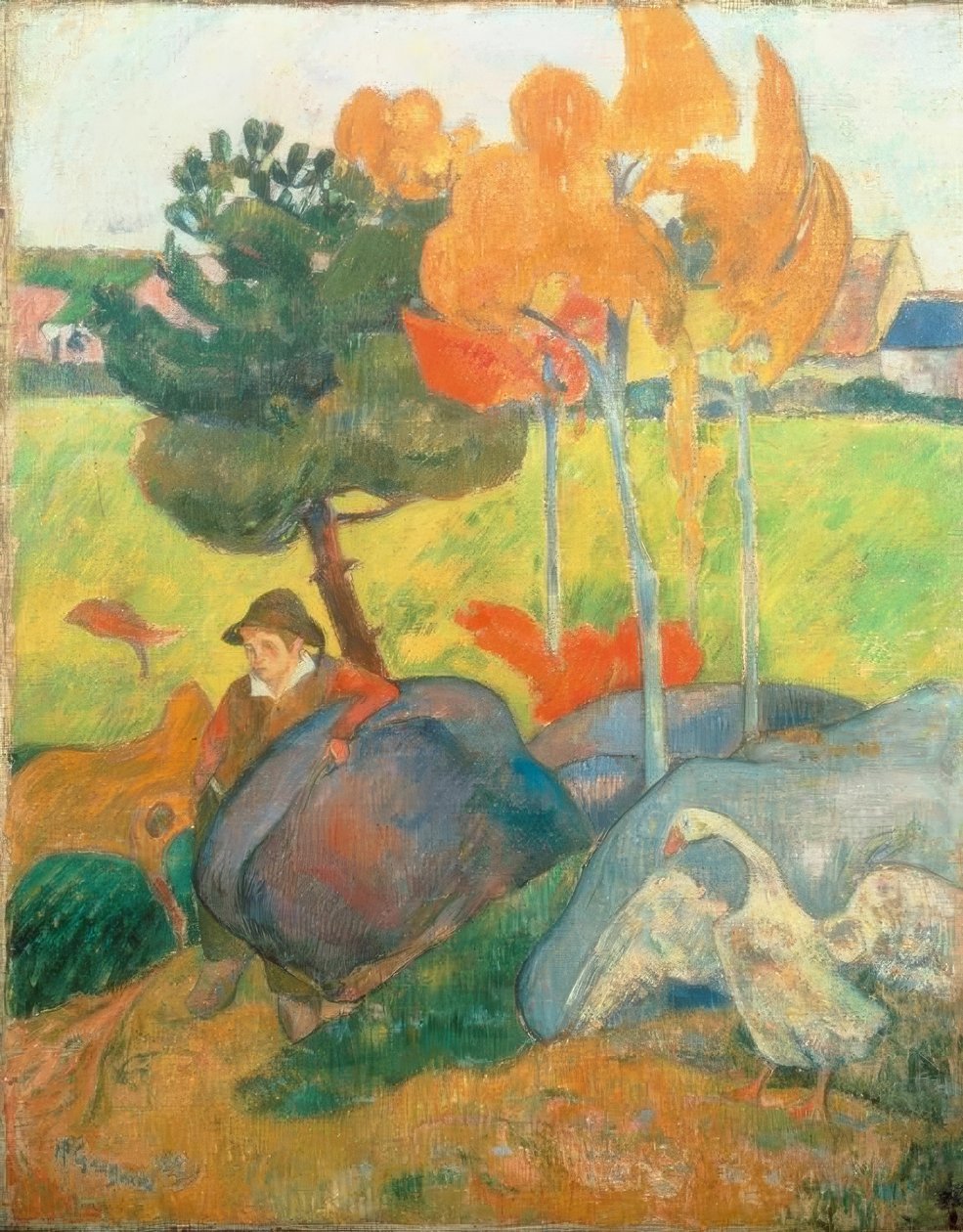 Pouco bretão com ganso de Paul Gauguin
