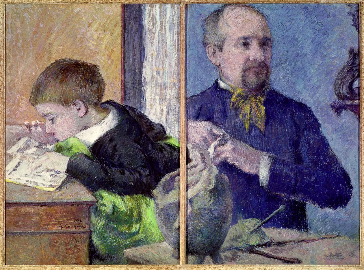 Retrato de Jean Paul Dawn (1837-1916) e seu filho (pastel) de Paul Gauguin