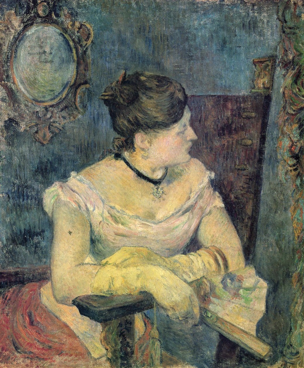 Retrato de Mme Gauguin em vestido de noite de Paul Gauguin