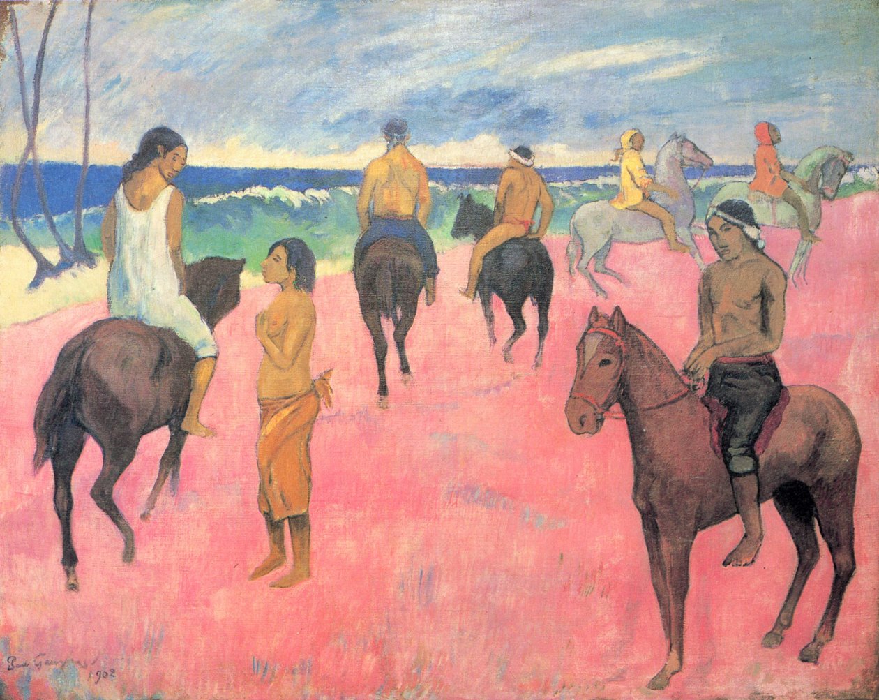 Cavaleiro na praia de Paul Gauguin