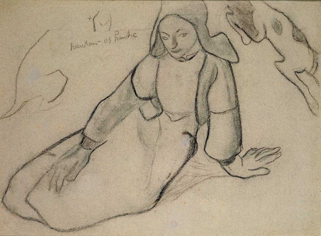 Mulher sentada bretã, 1888 (carvão sobre papel) de Paul Gauguin
