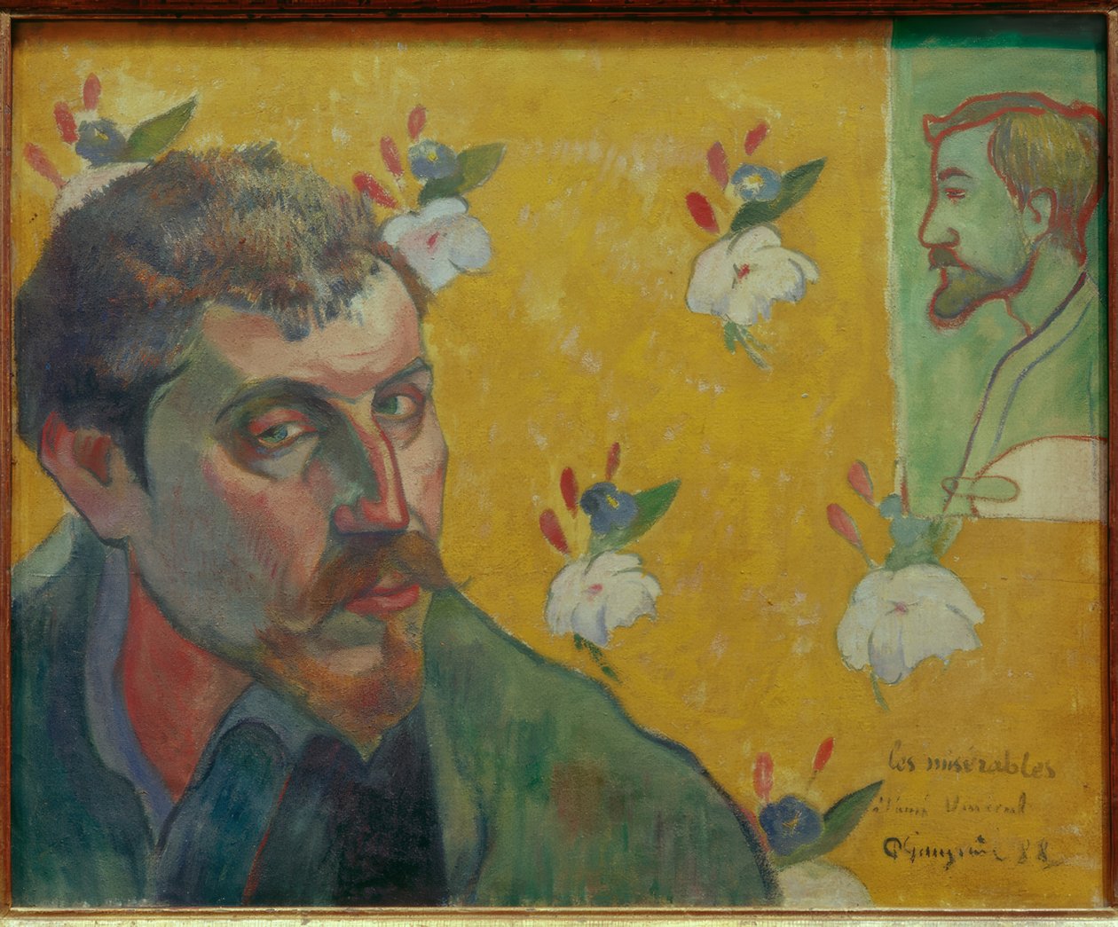 Auto-retrato com o retrato de Bernard, dedicado a Vincent van Gogh (Les Misérables) de Paul Gauguin