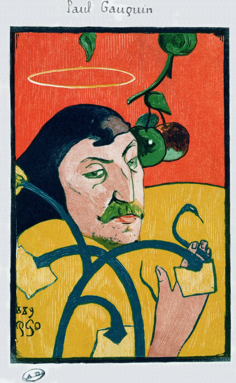 Auto-retrato, 1889 (impressão em xilogravura a cores) de Paul Gauguin
