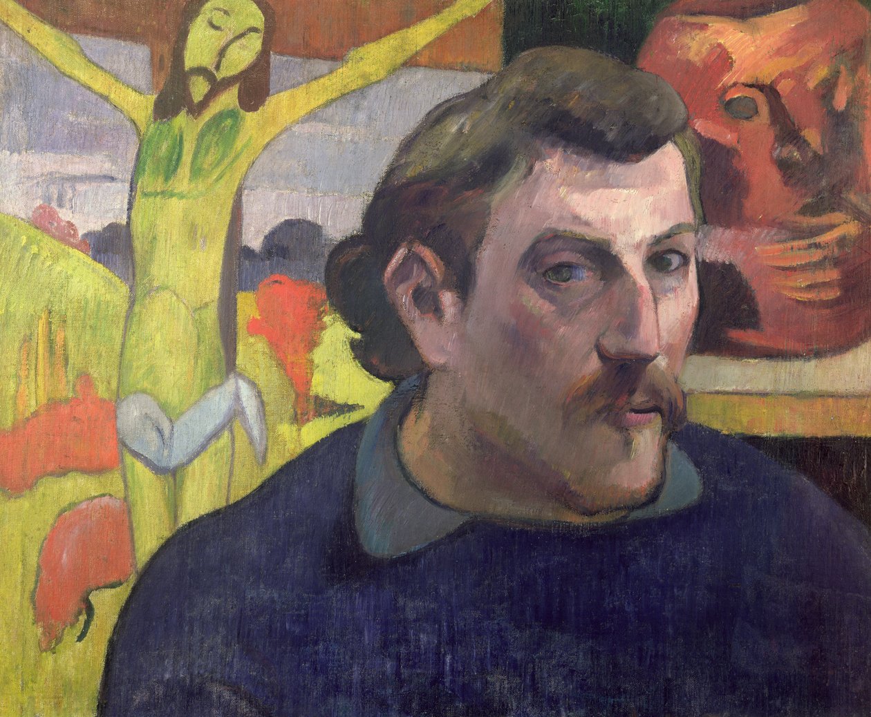 Auto-retrato com o Cristo Amarelo, 1890 de Paul Gauguin