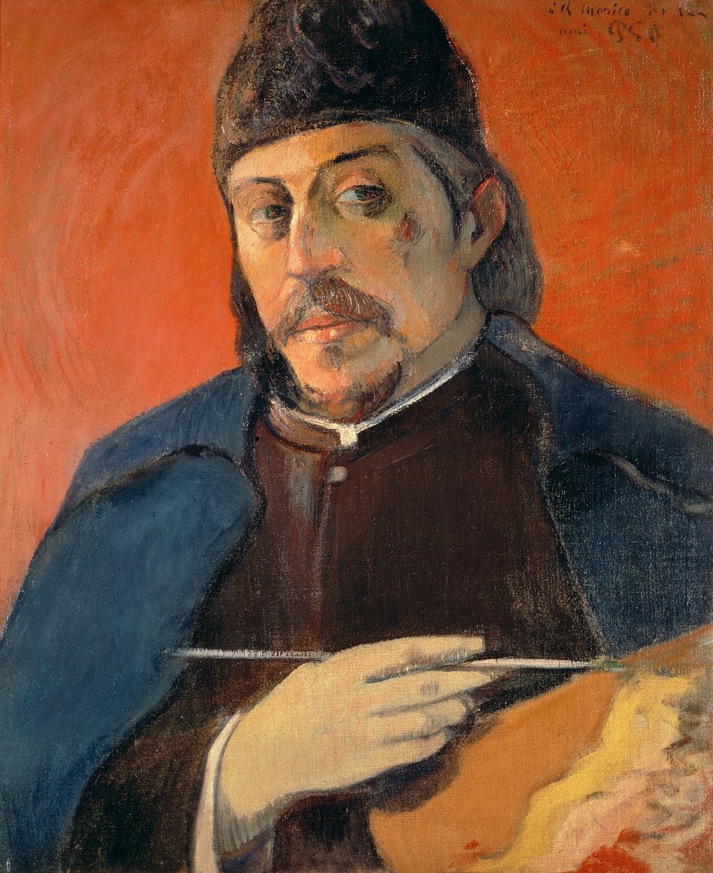 Auto-retrato com uma paleta, 1893-94 de Paul Gauguin