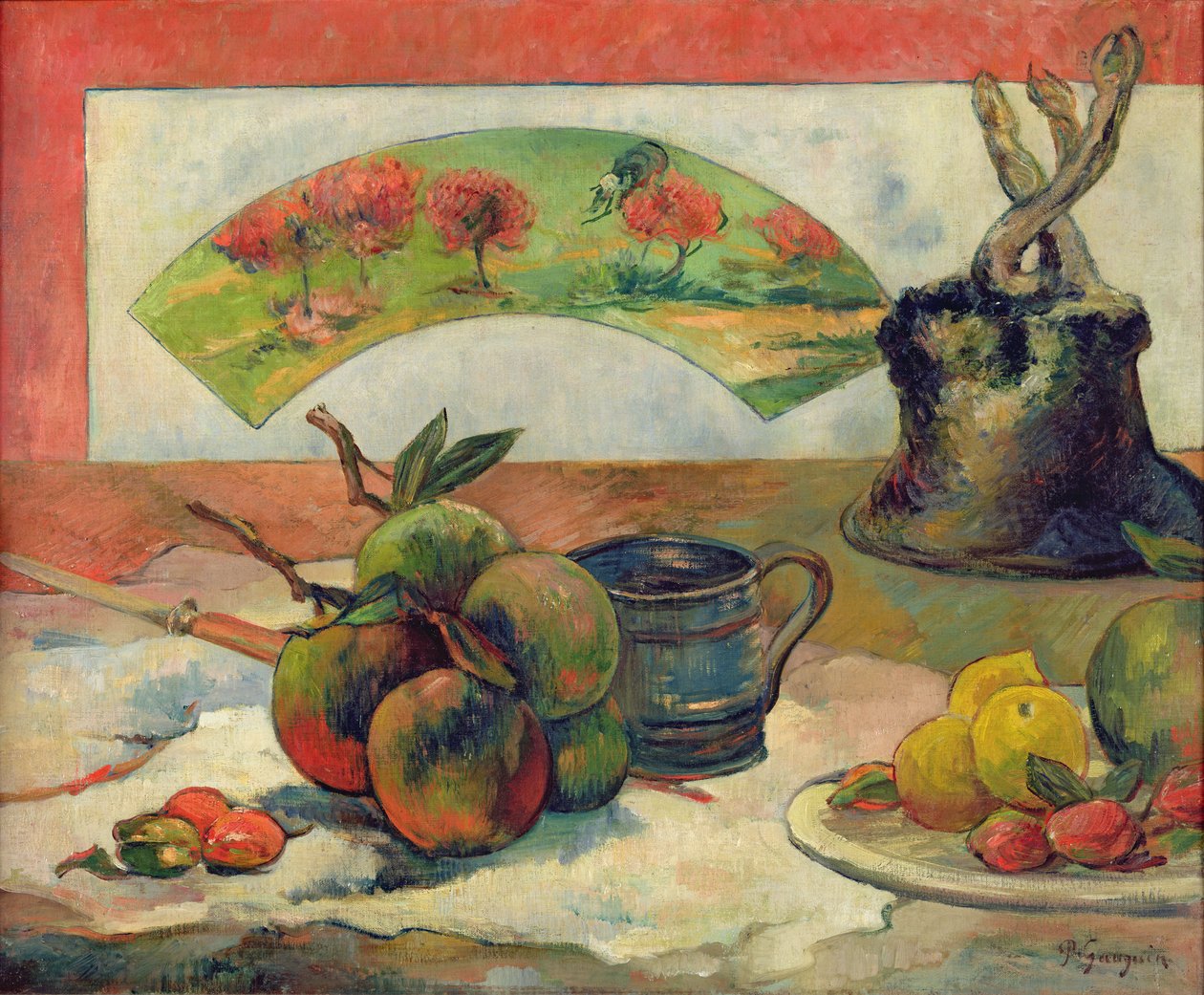 Ainda vida com um ventilador, c.1889 de Paul Gauguin