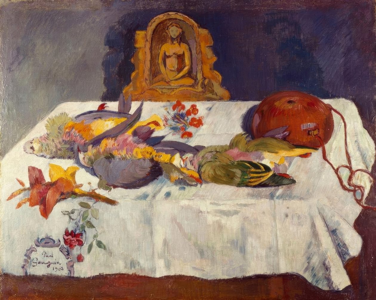 Natureza morta com pássaros exóticos de Paul Gauguin