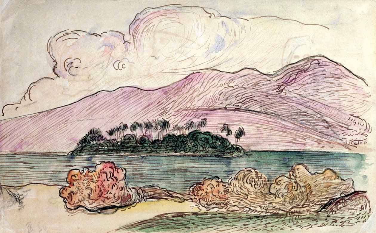Paisagem taitiana de Paul Gauguin