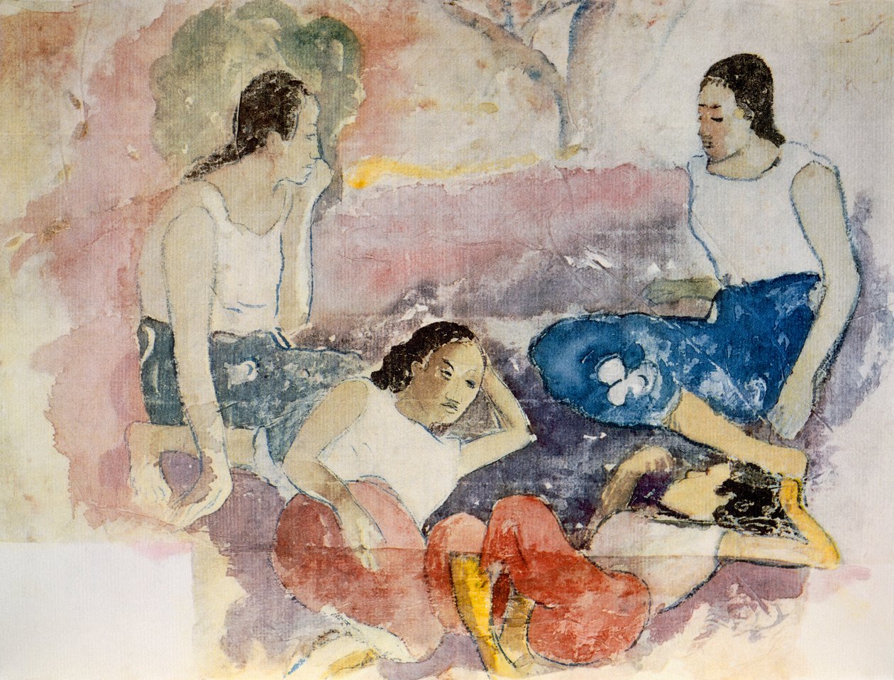 Mulheres taitianas, de &39;Noa Noa, Voyage a Tahiti&39;, publicado em 1926 de Paul Gauguin