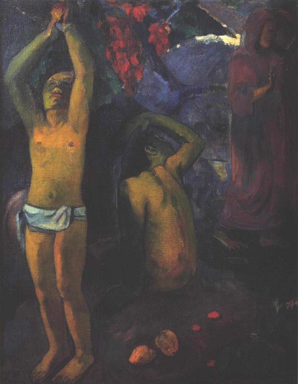 Taitiano homem com os braços levantados de Paul Gauguin