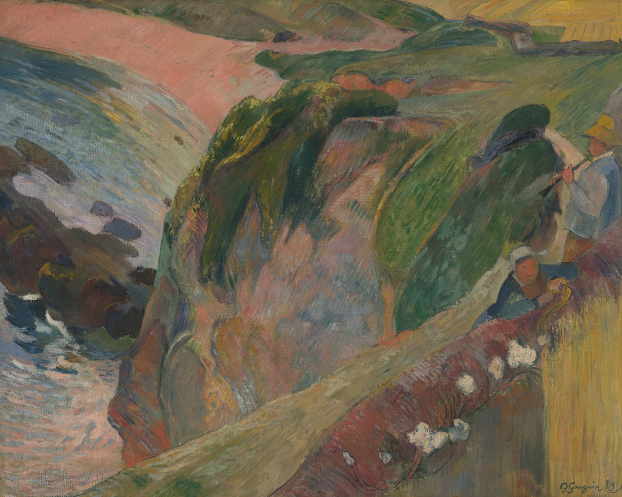 O jogador Flageolet no penhasco de Paul Gauguin