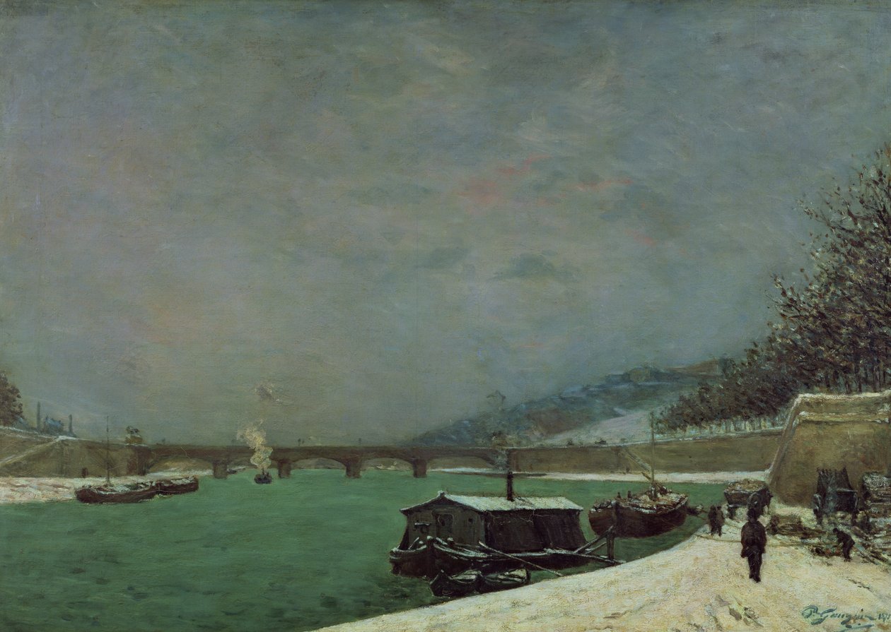 O Sena na Pont d&39;Iena, Inverno, 1875 de Paul Gauguin