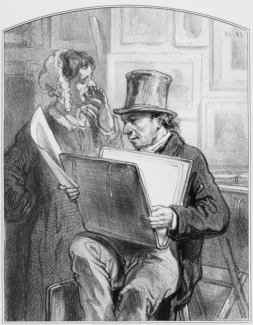 Antes da carta, a placa 10 de Les Toquades, 1858 de Paul Gavarni