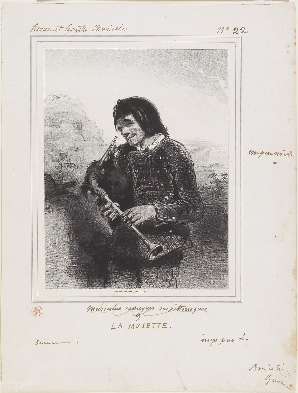 La Musette (o jogador da gaita de foles), 1844 de Paul Gavarni