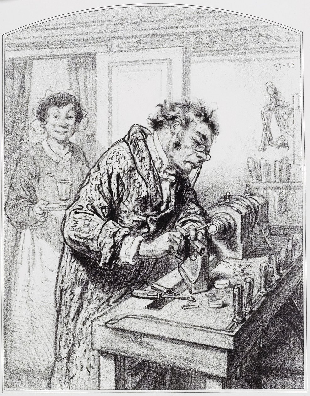 O truque, placa 14 de Les Toquades, 1858 de Paul Gavarni