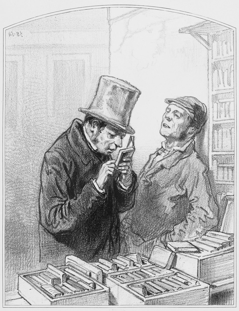 A primeira edição, Plate 8 de Les Toquades, 1858 de Paul Gavarni