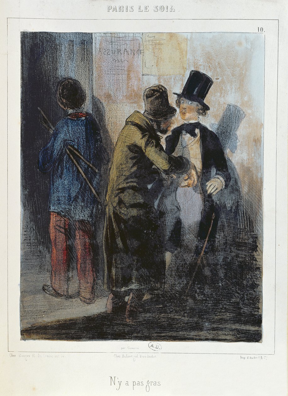 &39;Nothing There&39;, caricatura representando um carteirista roubando o bolso de um aluno. c.1840 de Paul Gavarni
