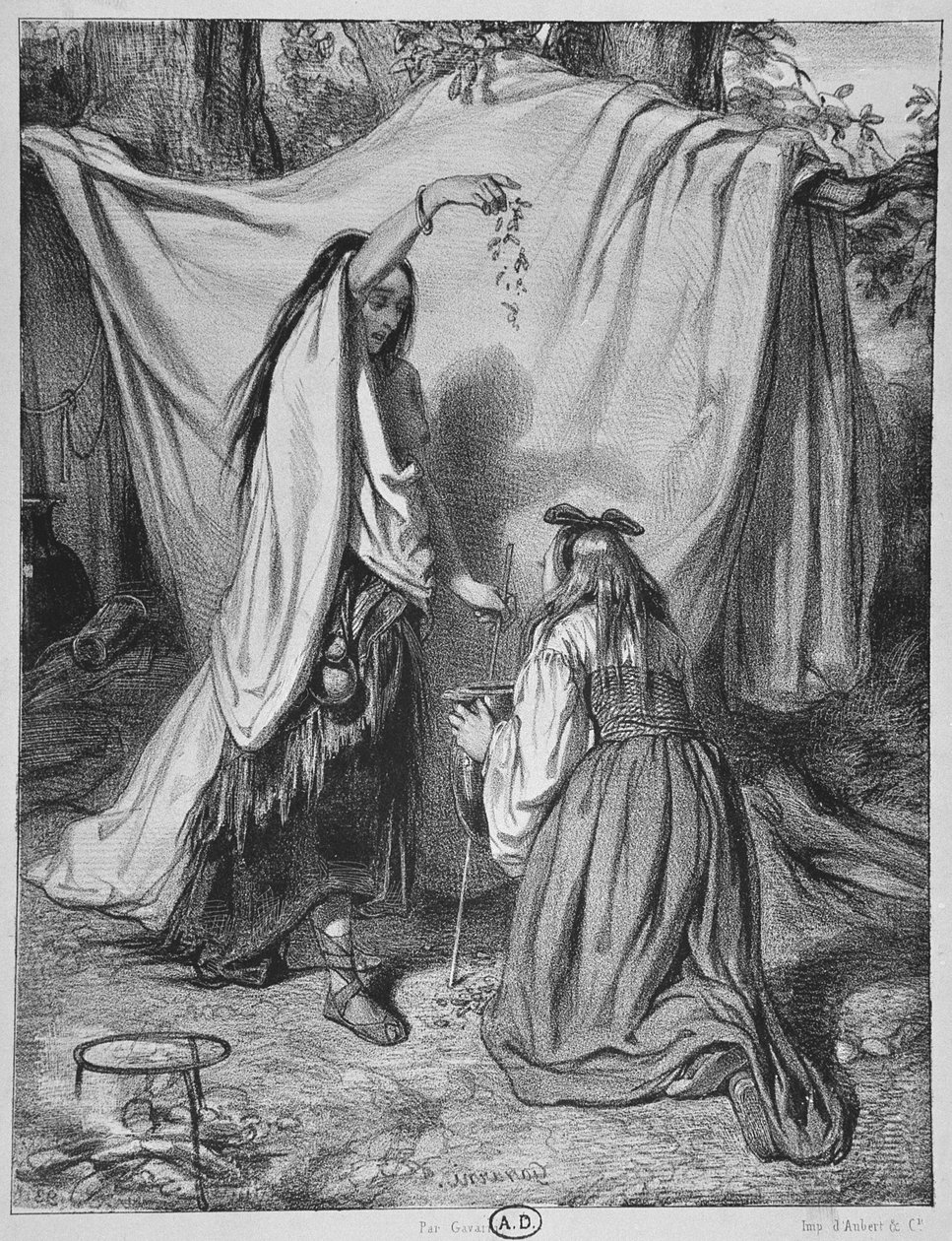 Bruxa Preparando um Amor Philtre, c. 1840 de Paul Gavarni
