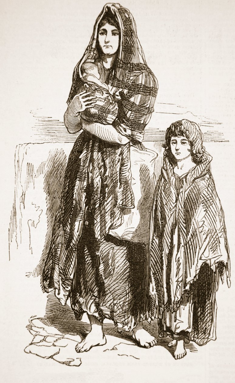 Mulher e menina do mercado de sal, Glasgow, de &39;The Illustrated London News&39;, 1849 de Paul Gavarni