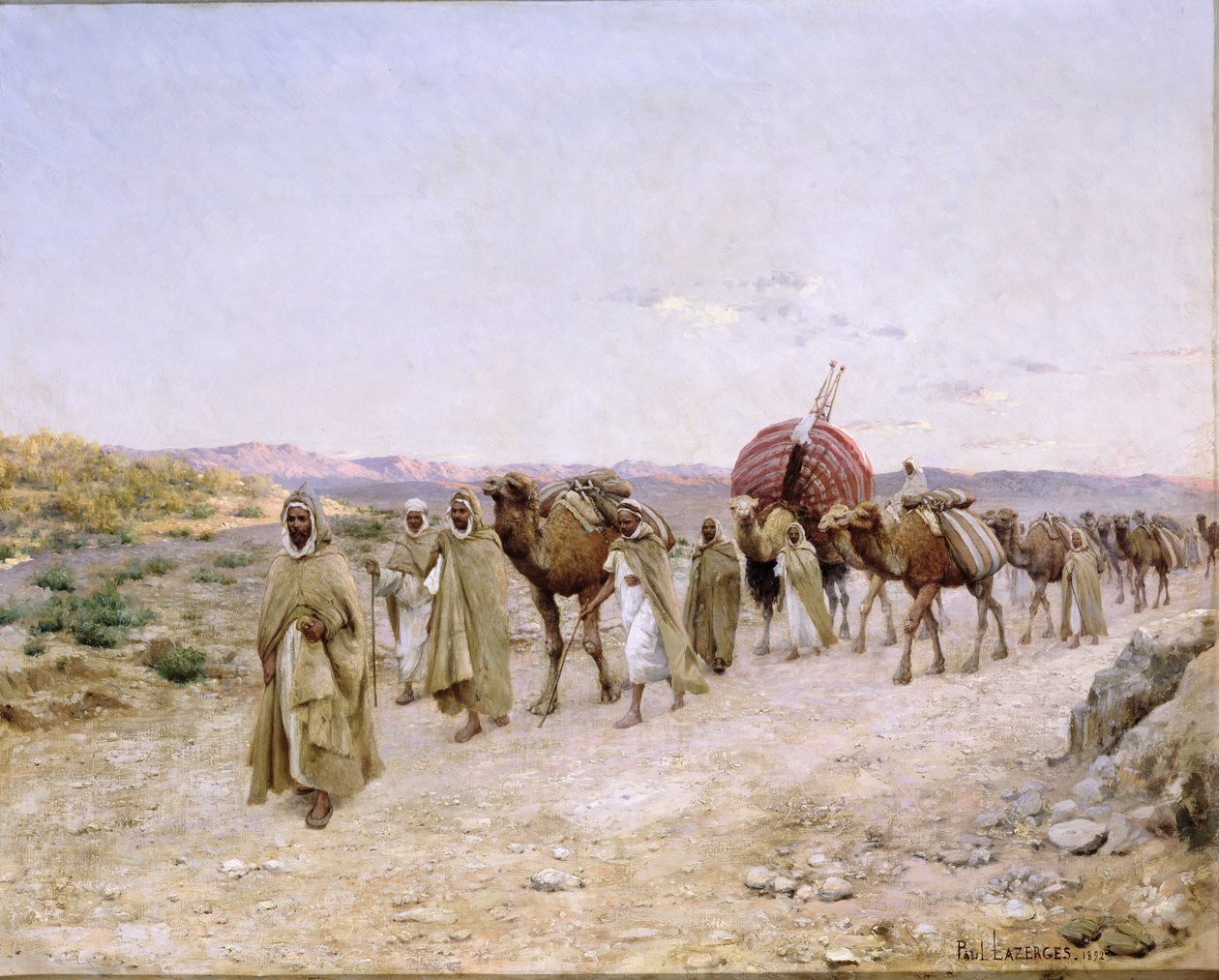 Uma caravana perto de Biskra, 1892 de Paul John Baptiste Lazerges