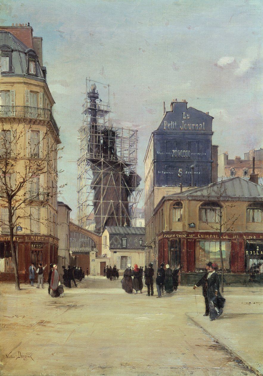 A Estátua da Liberdade, de Bartholdi, na oficina da fundição da Gayet, Rue de Chazelles, antes de sua partida para Nova York, 1883 de Paul Joseph Victor Dargaud