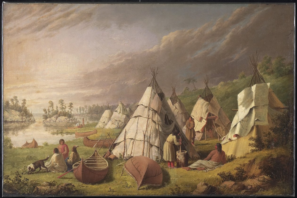 Acampamento indiano no Lago Huron, c.1845 de Paul Kane