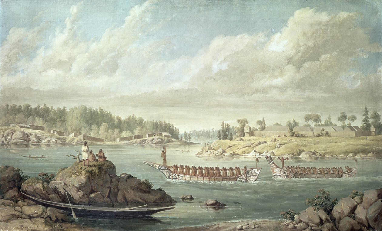 Makah retornando em suas canoas de guerra de Paul Kane