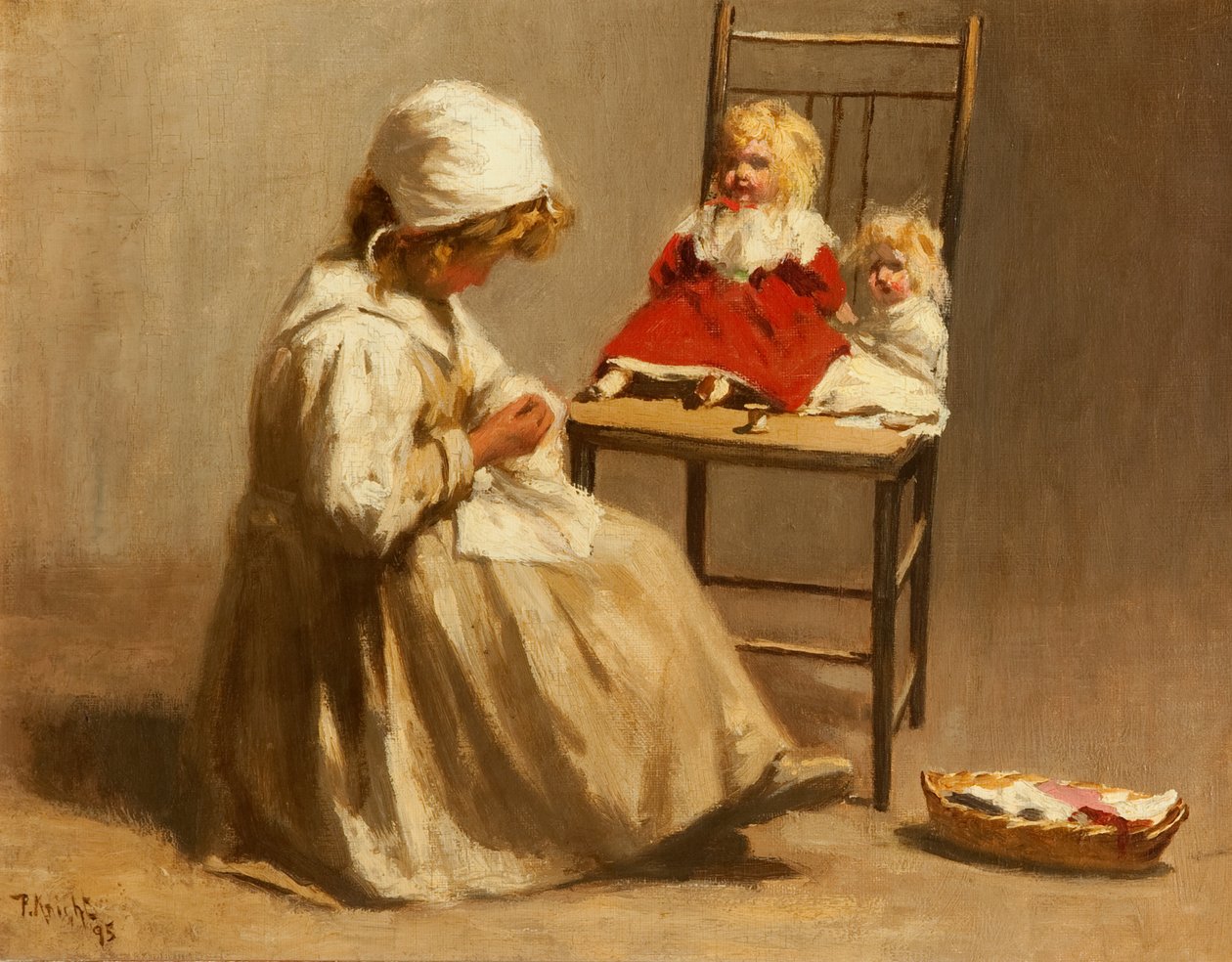 Uma menina com suas bonecas, 1895 de Paul Knight