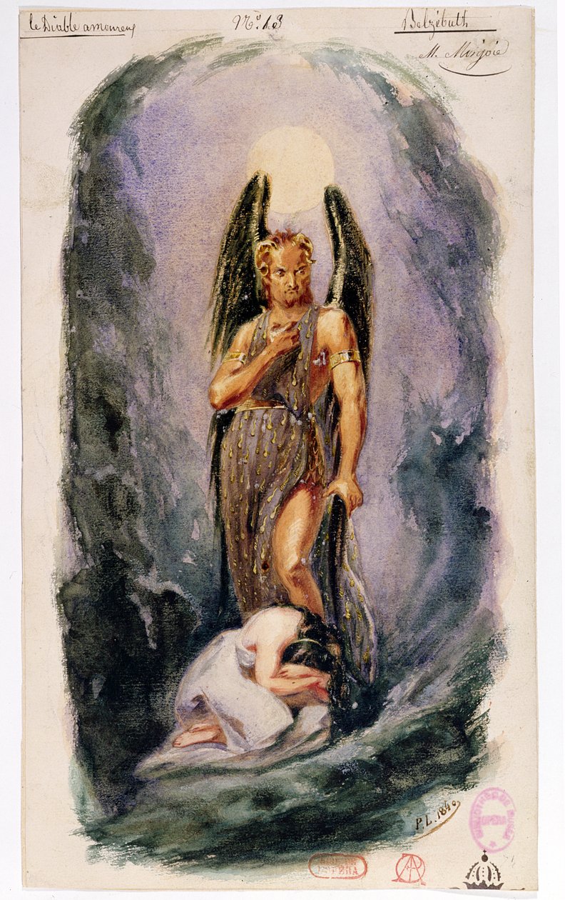 Figurinos para &39;The Devil in Love&39;, um balé após o trabalho original de Jacques Cazotte (1719-92) 1840 (wc e guache sobre papel) de Paul Lormier